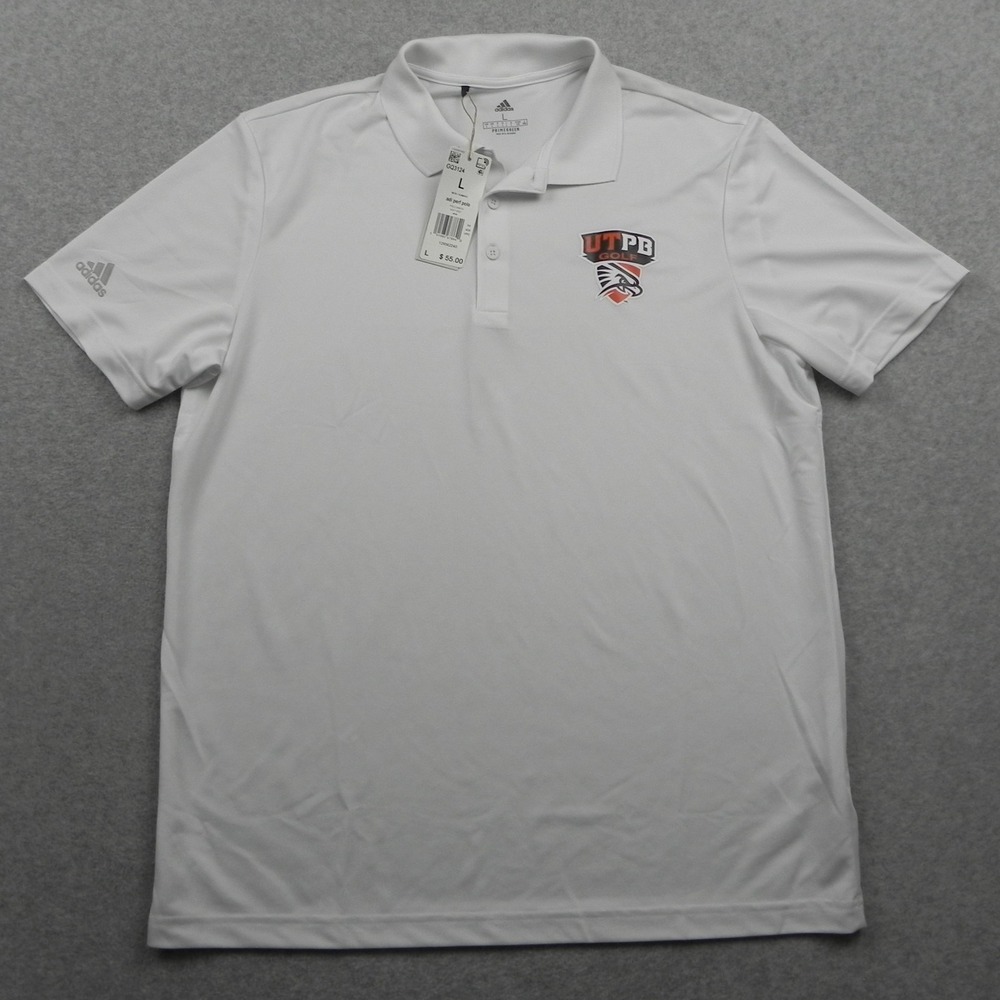 UTPB Permian Basin Falcons Golf Polo Shirt Mens Large Adidas Short Sleeve NWT